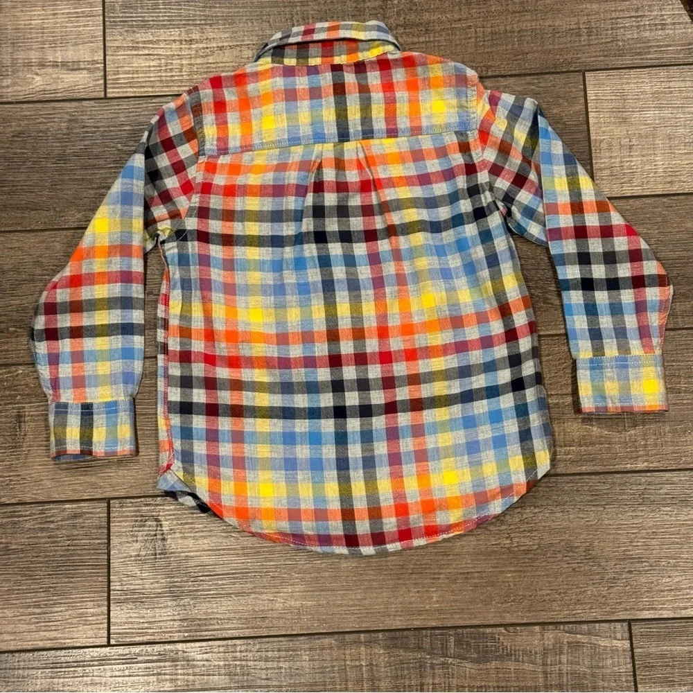 Baby GAP Flannel Button Down Shirt Top Toddler SZ 4 Bright Colors Plaid Holidays
